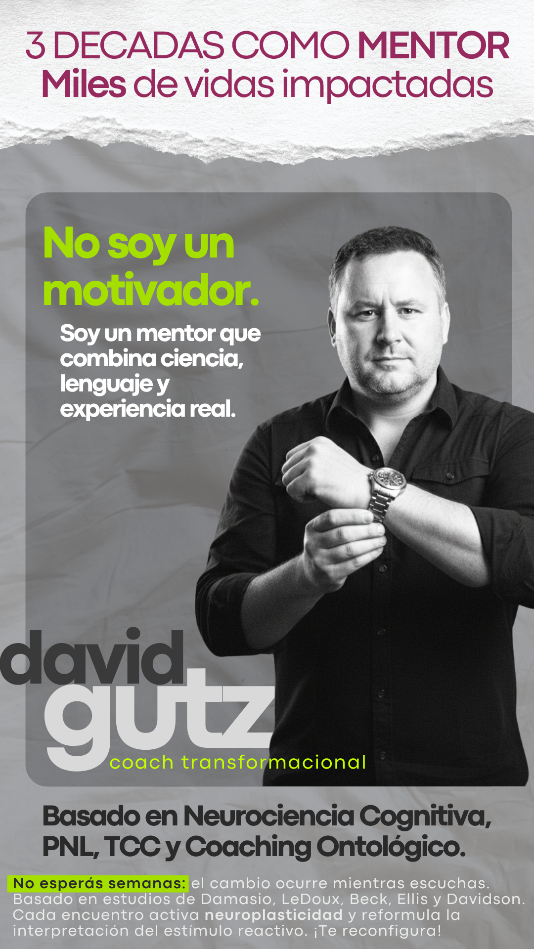 David Gutz, coach transformacional: 3 décadas como mentor, neurociencia cognitiva, PNL, TCC y coaching ontológico