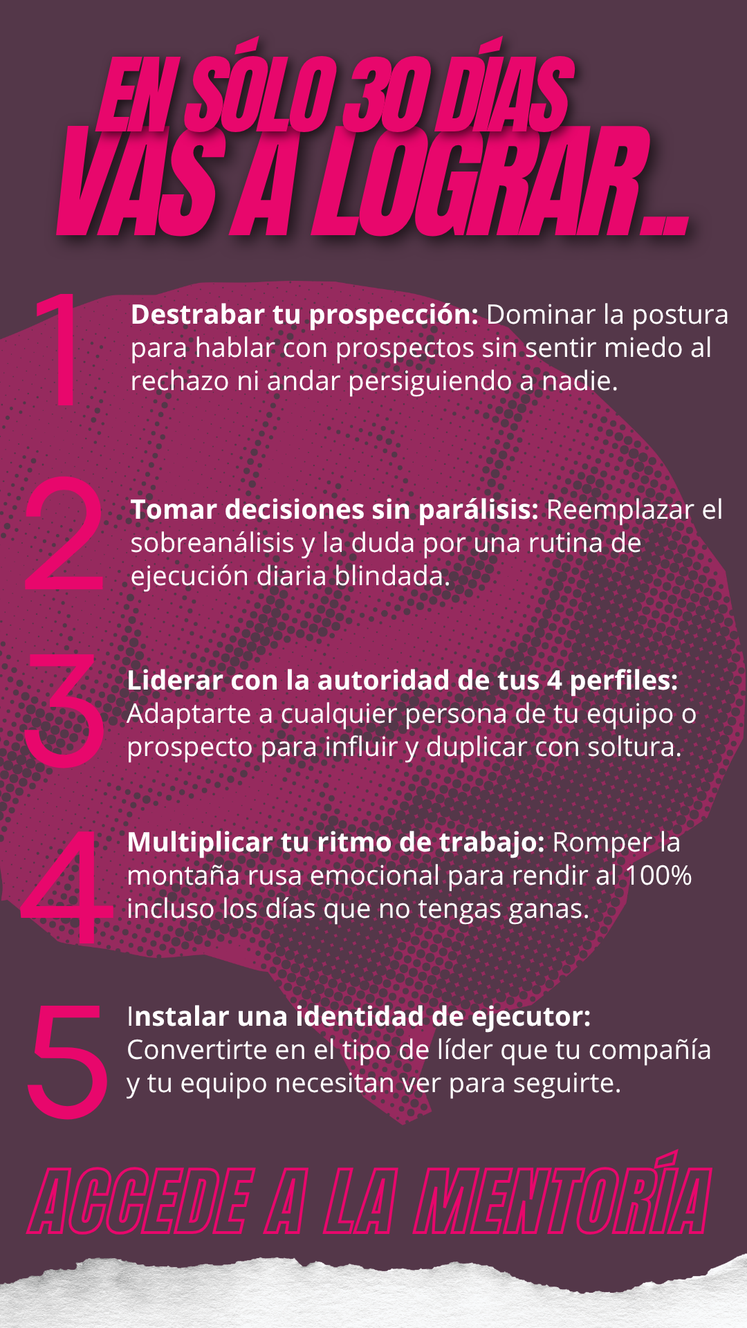En sólo 30 días vas a lograr: prospección, decisiones, liderazgo, ritmo e identidad de ejecutor